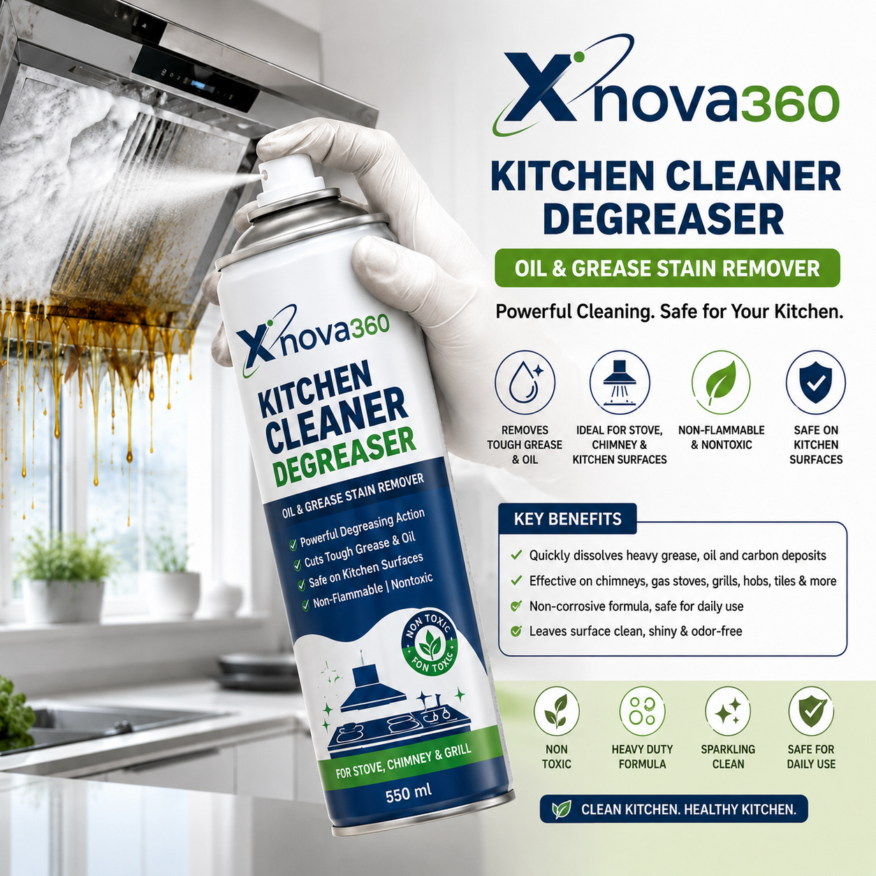 Xnova360 Kitchen Cleaner Degreaser product overview